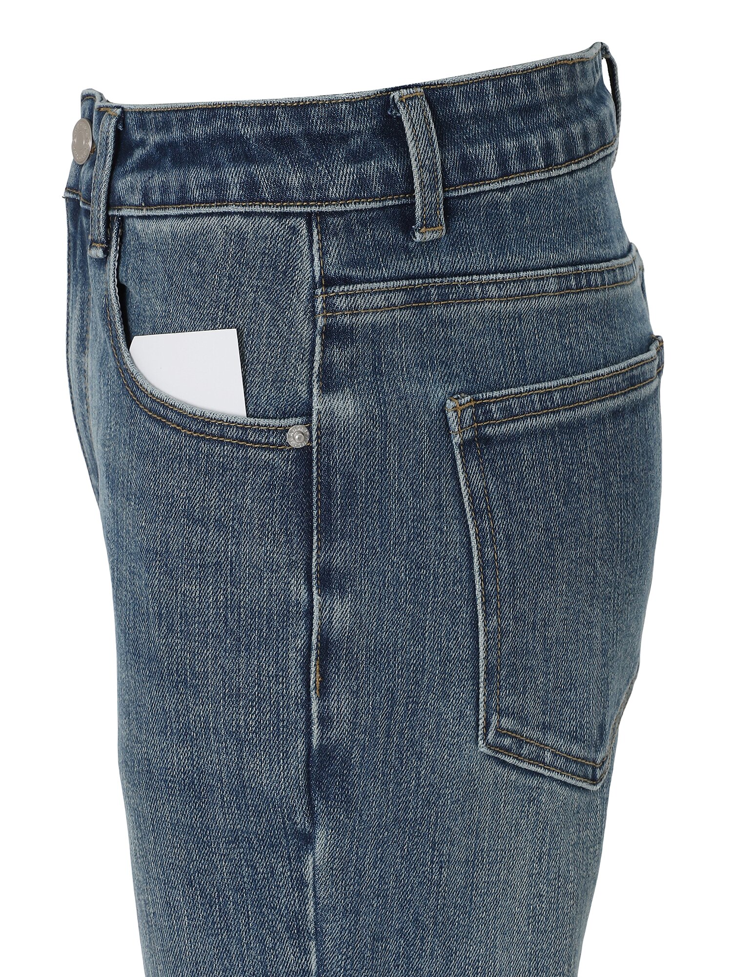 코튼 블렌드 워싱 부츠컷 데님팬츠 (BLUE)