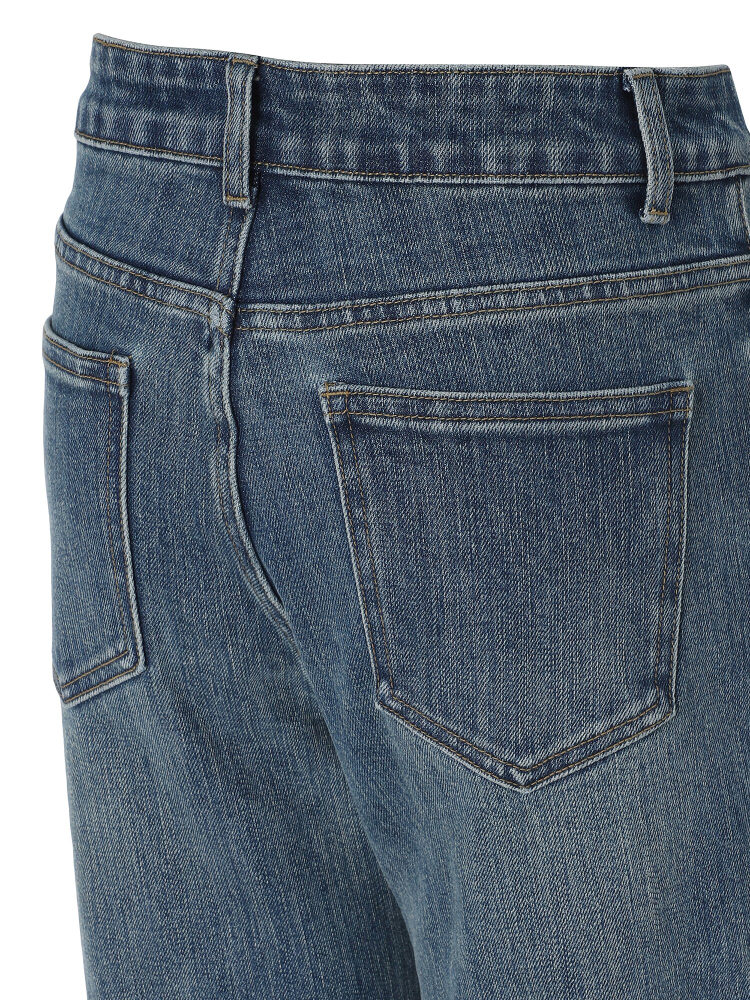 코튼 블렌드 워싱 부츠컷 데님팬츠 (BLUE)