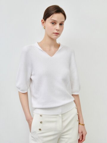 세미 캐주얼 카라넥 하프 니트 