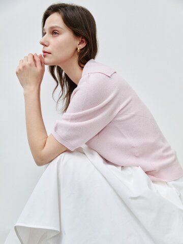 세미 캐주얼 카라넥 하프 니트 