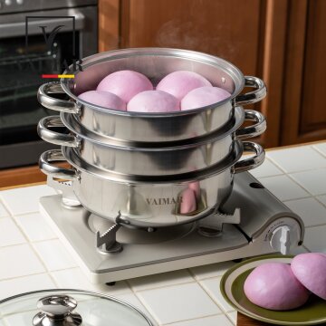 엔틱 스테인레스 3단 찜솥