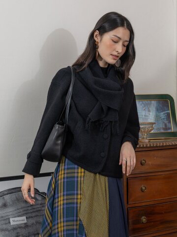LS_Warm autumn jacket and muffler set_BLACK