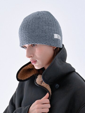 하찌 숏 라벨 니트 비니_2color