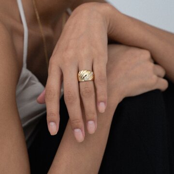 멜로디 라인 링 14k gold plated