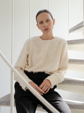 롱파일 자카드 블라우스
