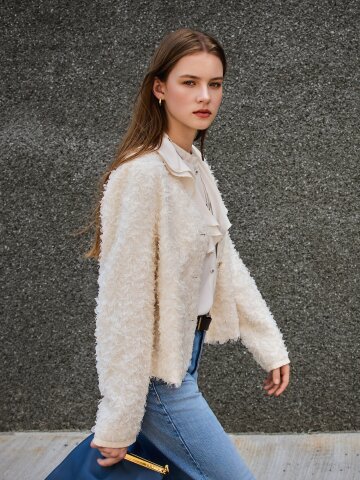 플로럴 레이스 브이넥 재킷 