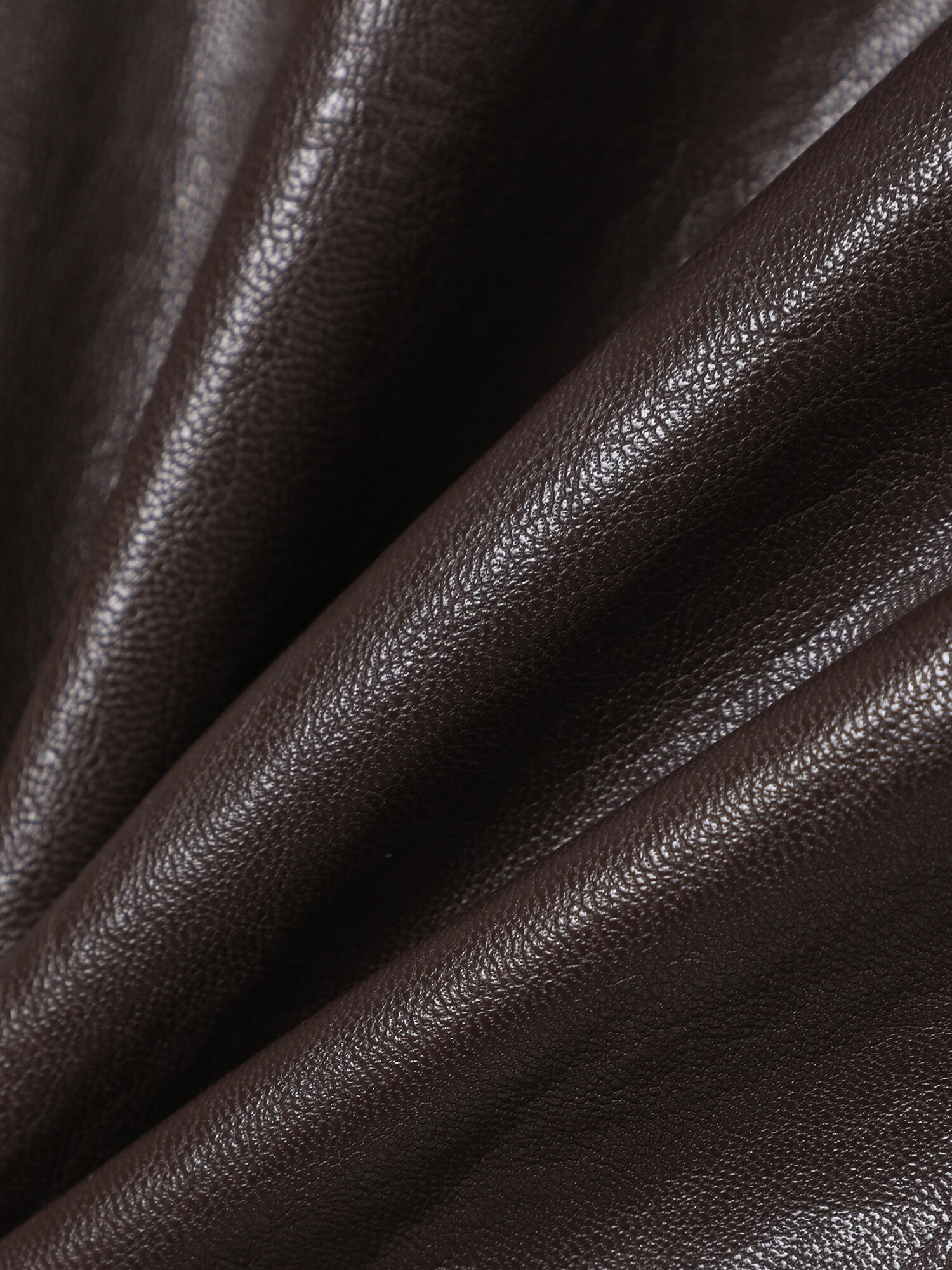 페이크 레더 글로시 집업 재킷 (BROWN)