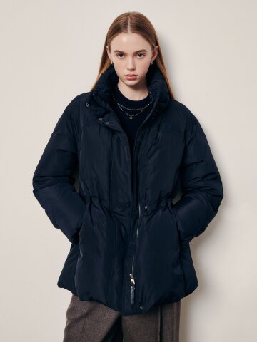 어반 라인 하이넥 벨트 패딩 