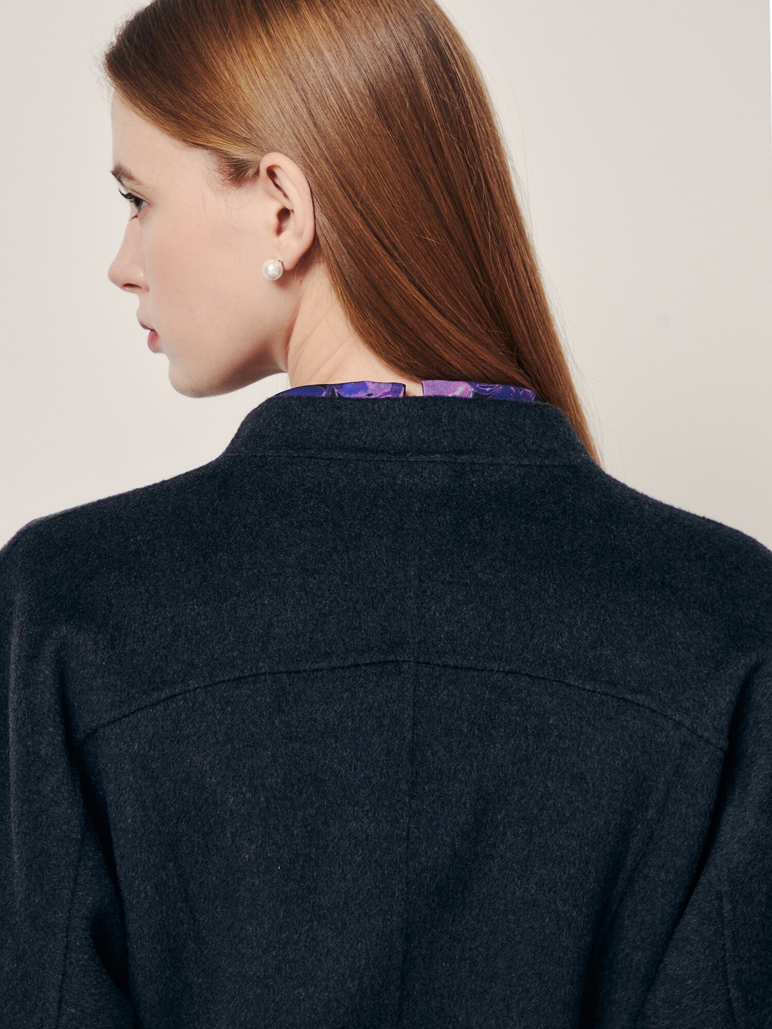 모던 벨트 세트 하이넥 코트 (DARK GREY)