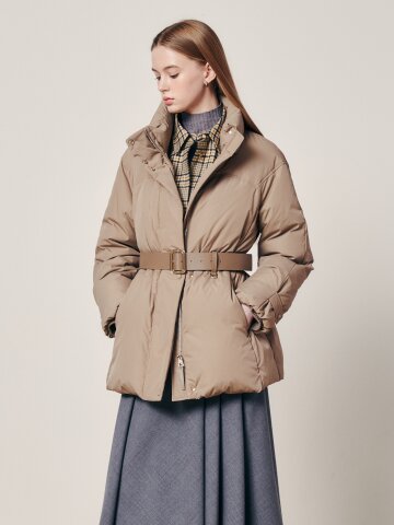 어반 라인 하이넥 벨트 패딩 