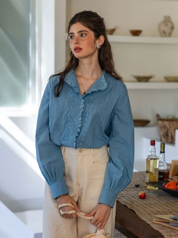 DA_Craft edge pleats blouse_2color