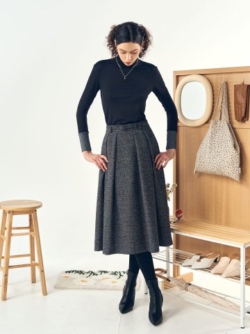 [페리 메라] A라인 벨트 세트 스커트 (그레이)