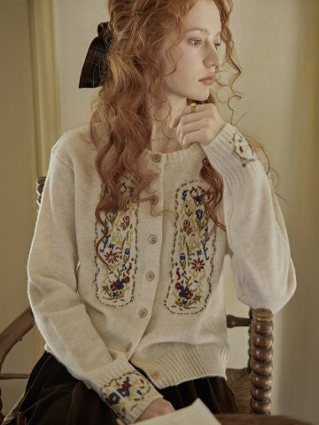 PM_Flower embroidery cardigan