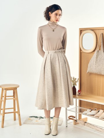[페리 메라] A라인 벨트 세트 스커트 (베이지)
