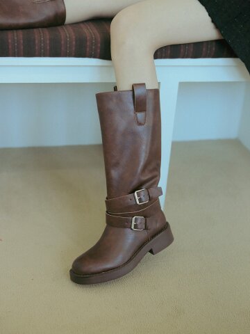 ljh029-1 Belted Long Boots - 2 Colors