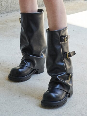 ljh129-7 Triple Buckle Mid Boots