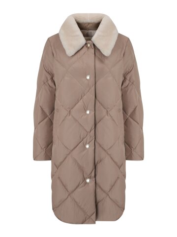 퍼 칼라 퀼팅 구스다운 롱 점퍼 