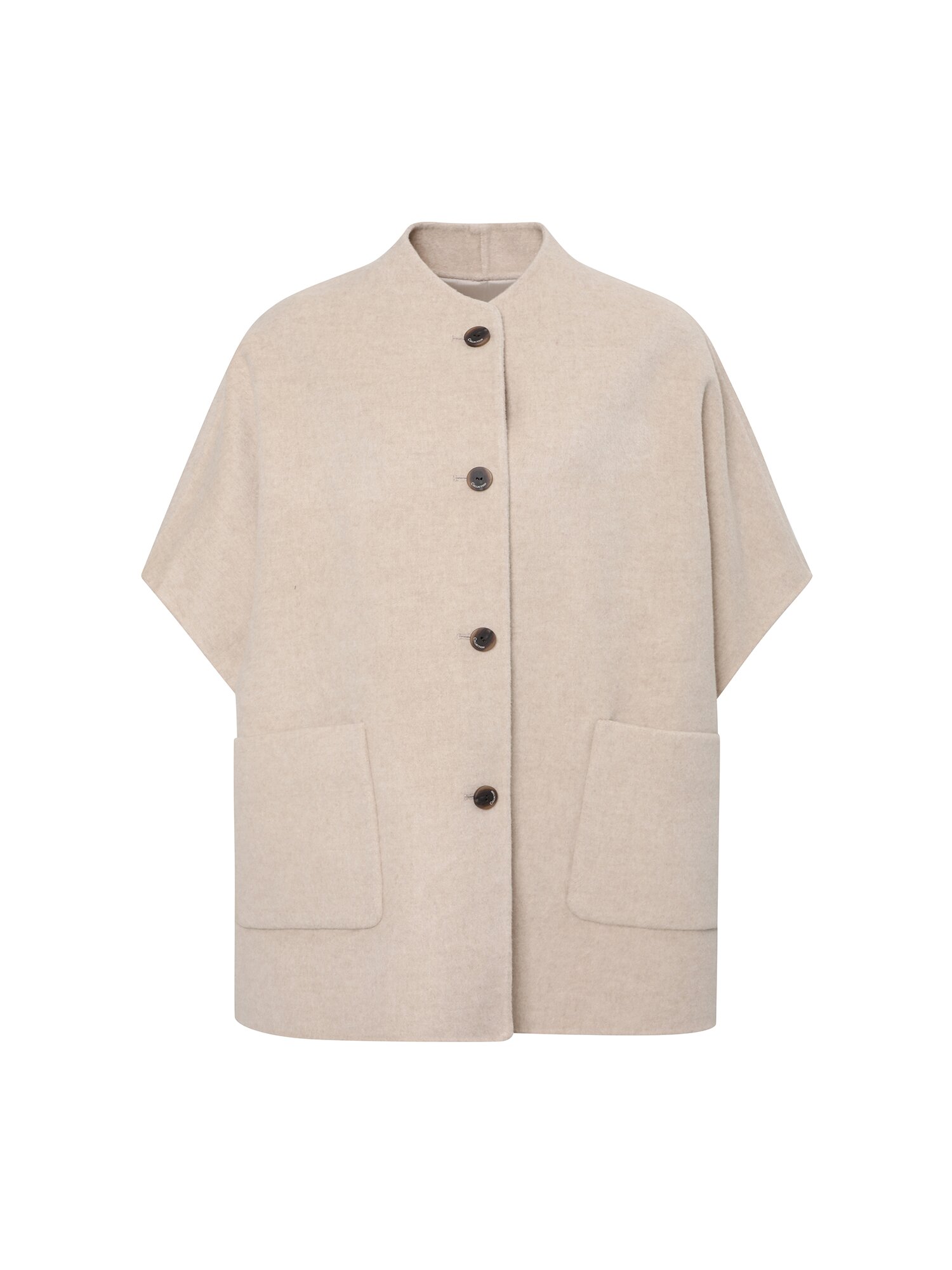 울 캐시미어 머플러 핸드메이드 케이프 코트 (LIGHT BEIGE)
