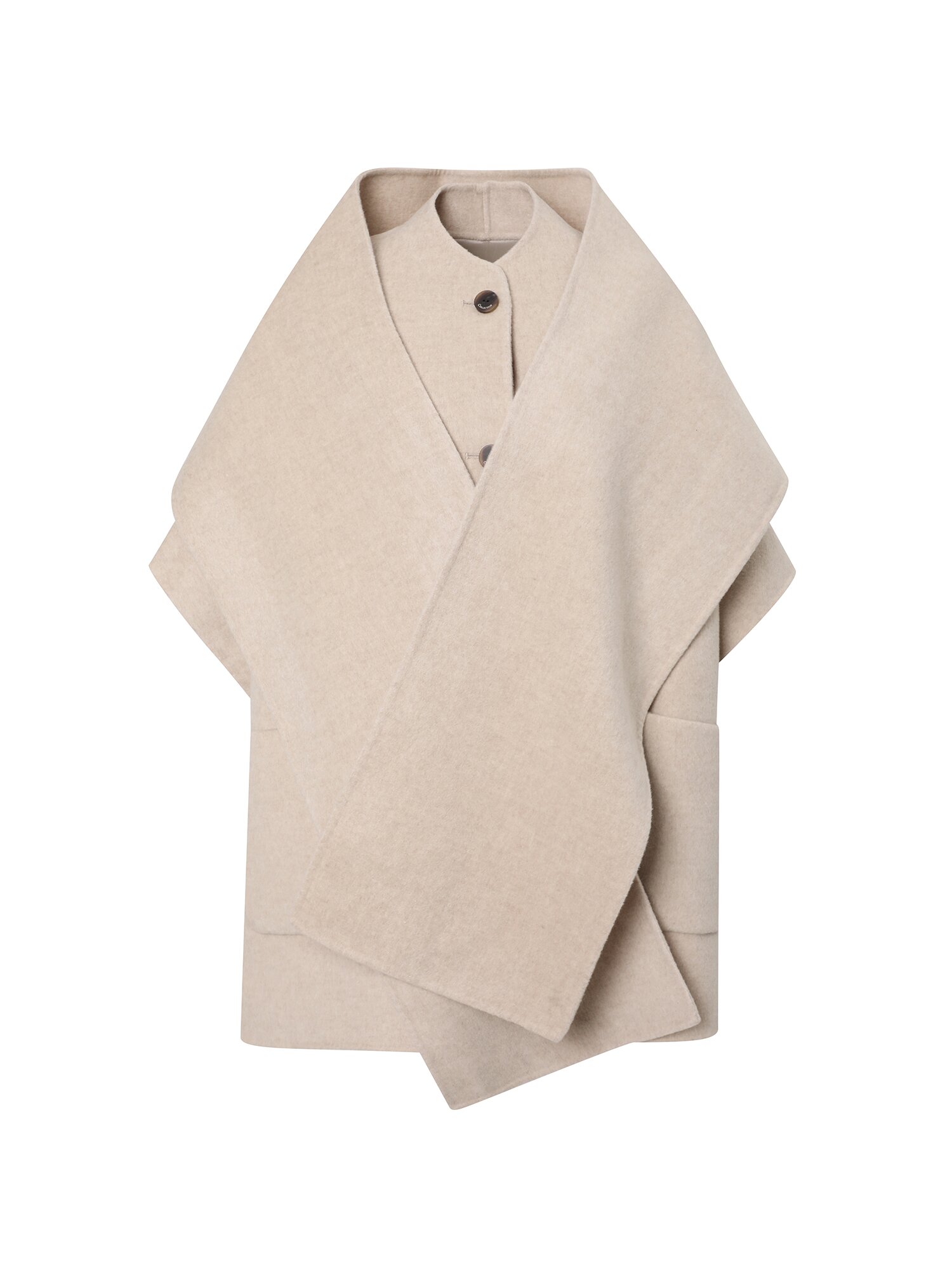 울 캐시미어 머플러 핸드메이드 케이프 코트 (LIGHT BEIGE)