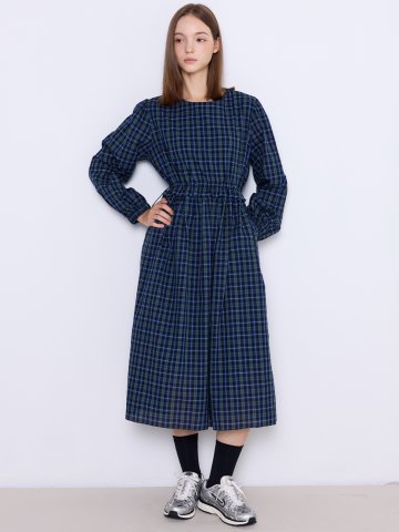 Tied Check String Dress [Green]