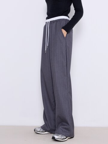 Stripe Ease Banding Pants [Ash]