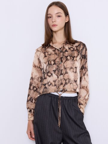 Airy Crop Blouse [Snake Brown]