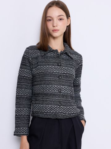 Slim Fit Crop Cardigan [Black]