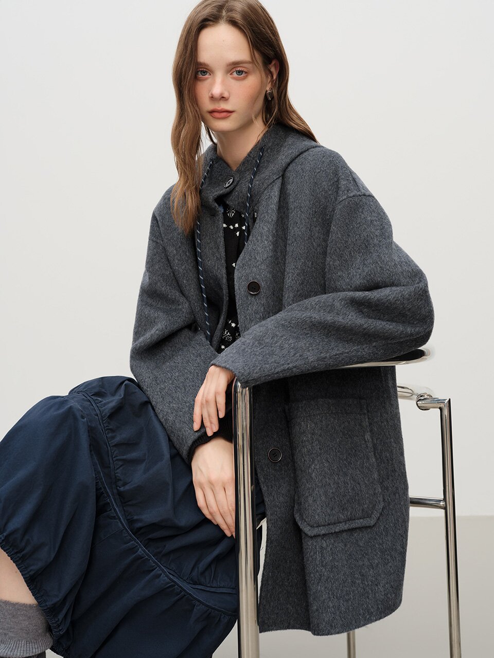 웬스데이딜라잇 WD_String hooded mid-length coat_2color (WD_String hooded mid ...