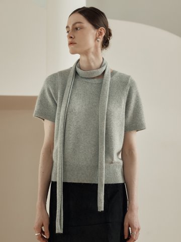 [2컬러] 르제로 반팔 앙고라 머플러 세트
