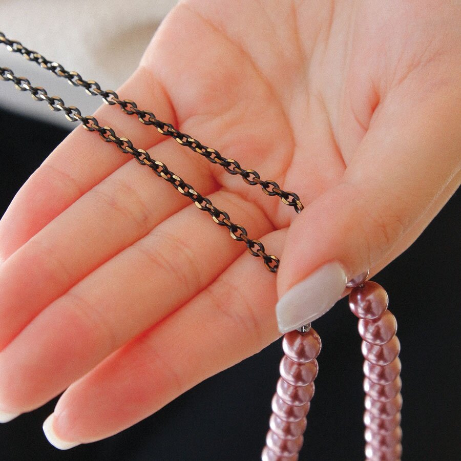 바이데이지 큐빅볼 체인 8mm 진주 목걸이 Bn0596