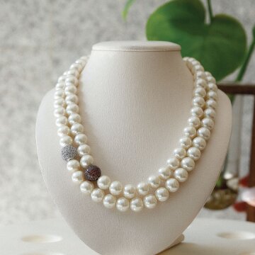 바이데이지 컬러큐빅 파베볼 10mm 진주 목걸이 Bn0597