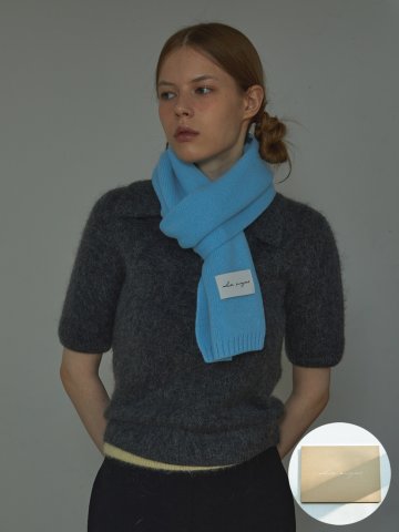 [기프트박스]_버진울 니트 머플러_올리브_남녀공용