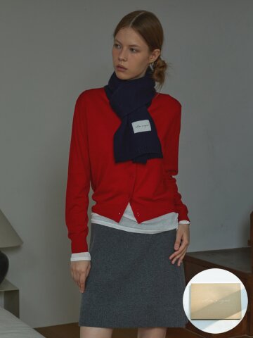 [기프트박스]_버진울 니트 머플러_네이비_남녀공용