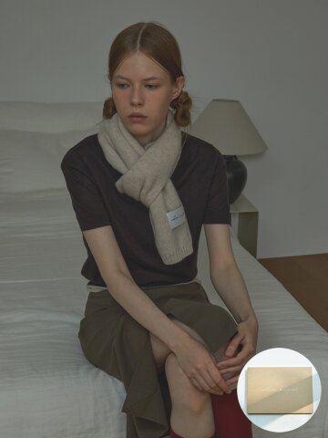 [기프트박스]_버진울 니트 머플러_오트밀_남녀공용