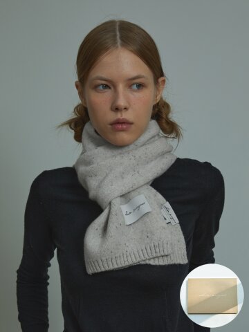 [기프트박스]_멜란지 버진울 니트 머플러_그레이_남녀공용