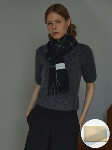 [기프트박스]_베를린 패턴 버진울 머플러_블랙_남녀공용