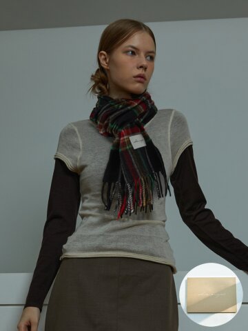 [기프트박스]_런던 패턴 버진울 머플러_블랙_남녀공용