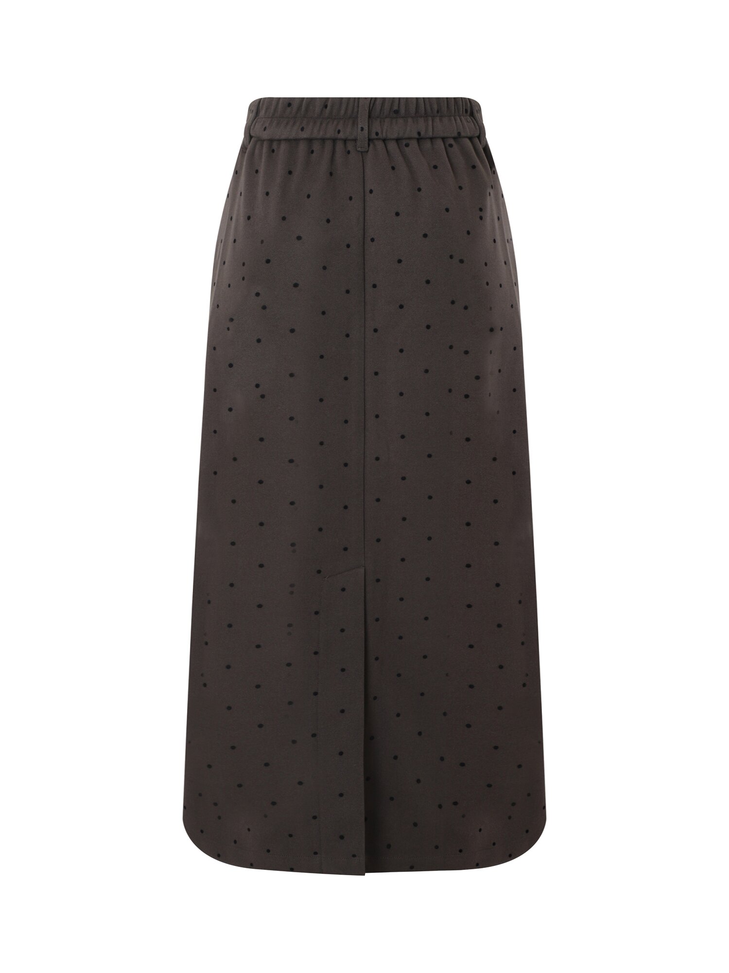 도트 패턴 투 턱 A라인 스커트 (BROWN)