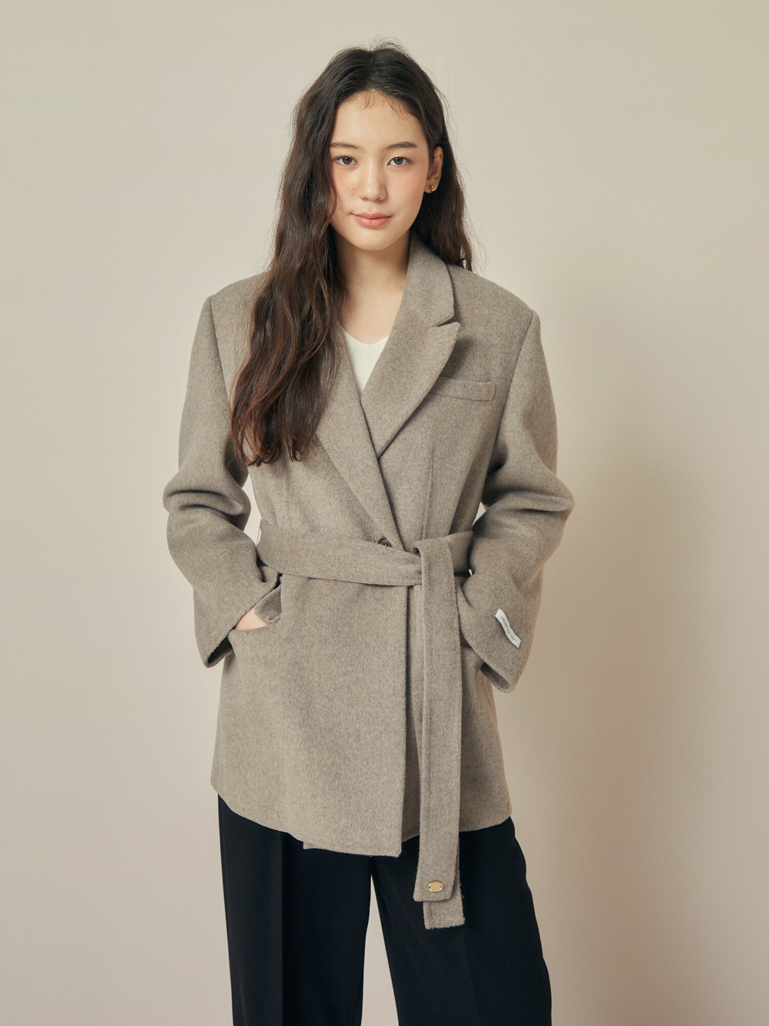 울 캐시미어 블렌드 싱글 핸드메이드 자켓 (BEIGE)