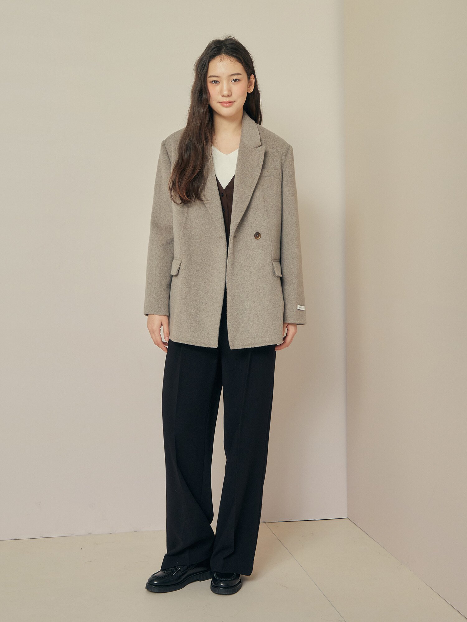 울 캐시미어 블렌드 싱글 핸드메이드 자켓 (BEIGE)