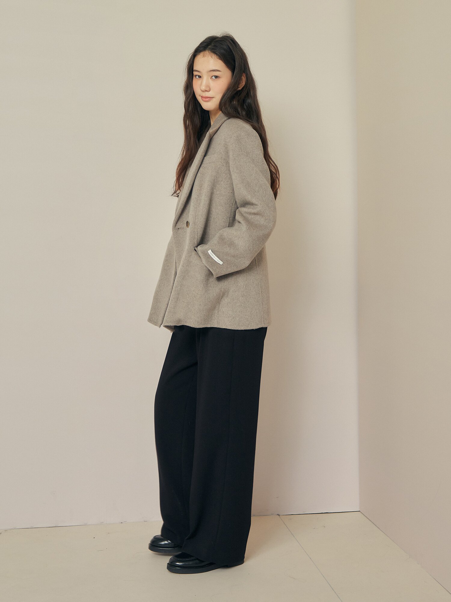 울 캐시미어 블렌드 싱글 핸드메이드 자켓 (BEIGE)