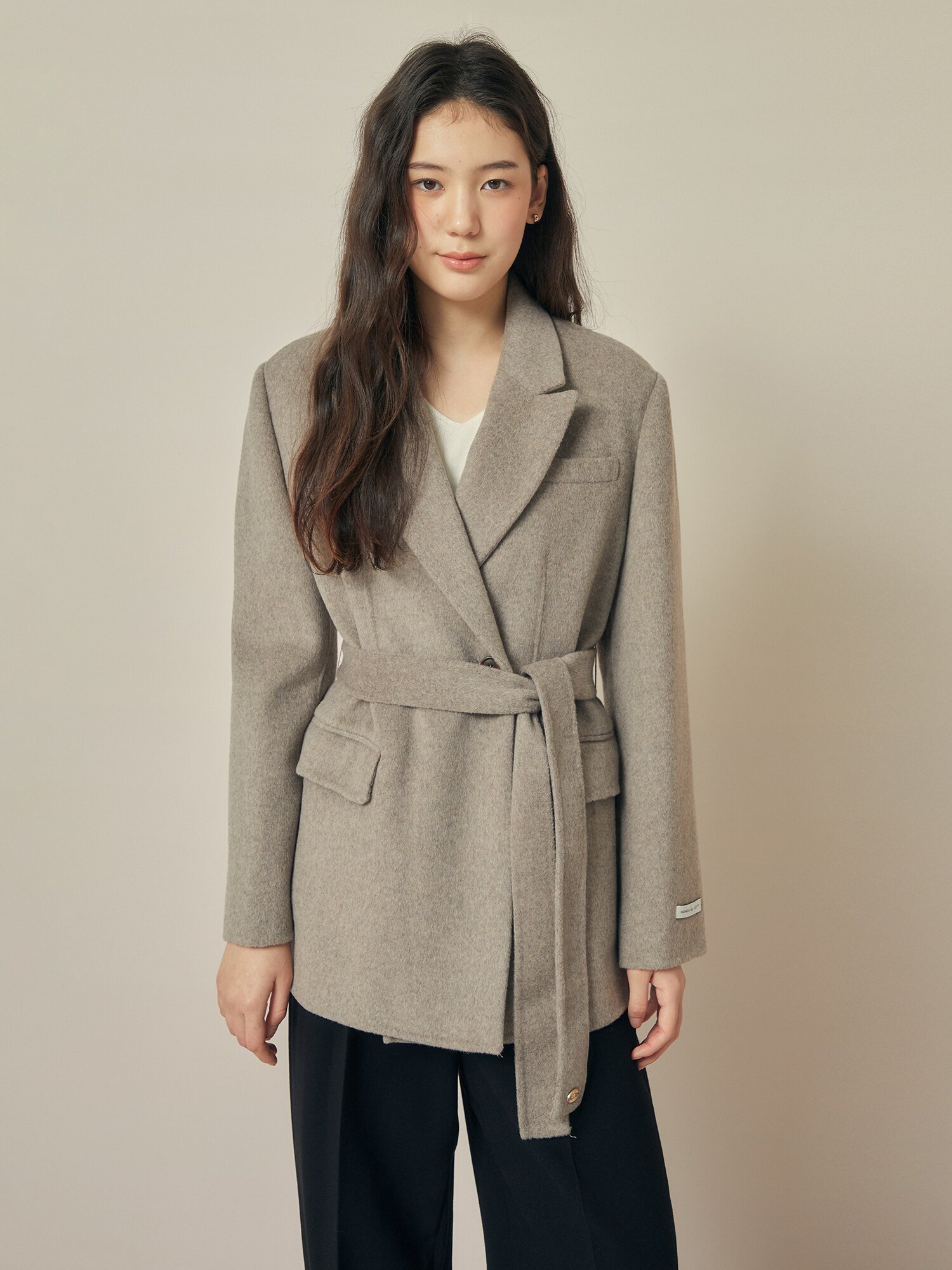 울 캐시미어 블렌드 싱글 핸드메이드 자켓 (BEIGE)