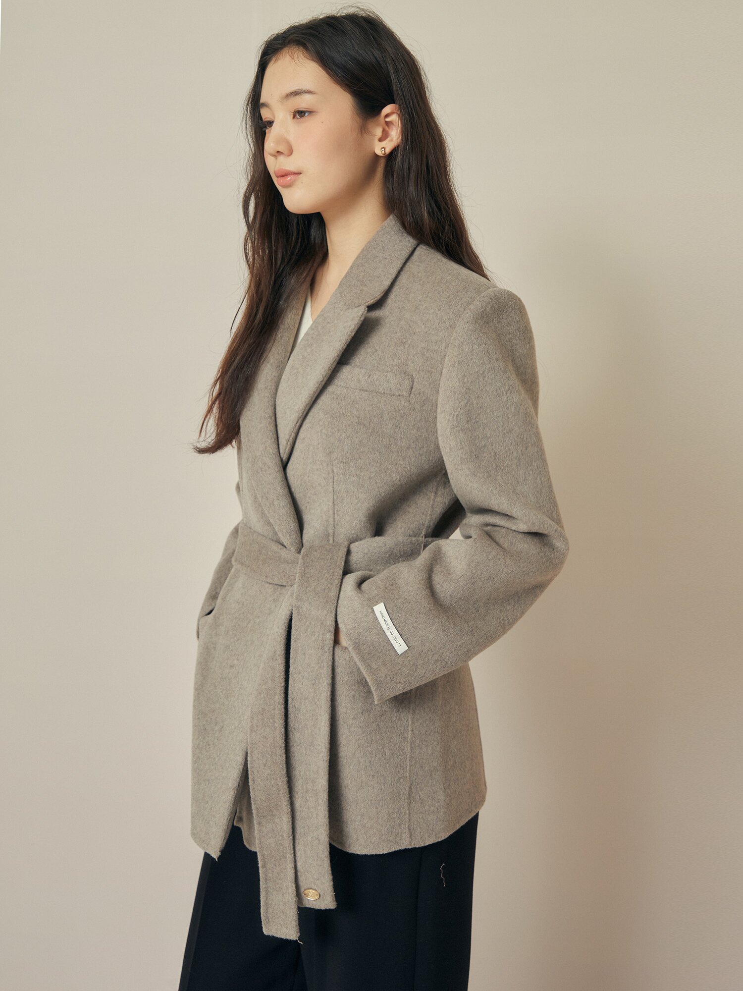 울 캐시미어 블렌드 싱글 핸드메이드 자켓 (BEIGE)