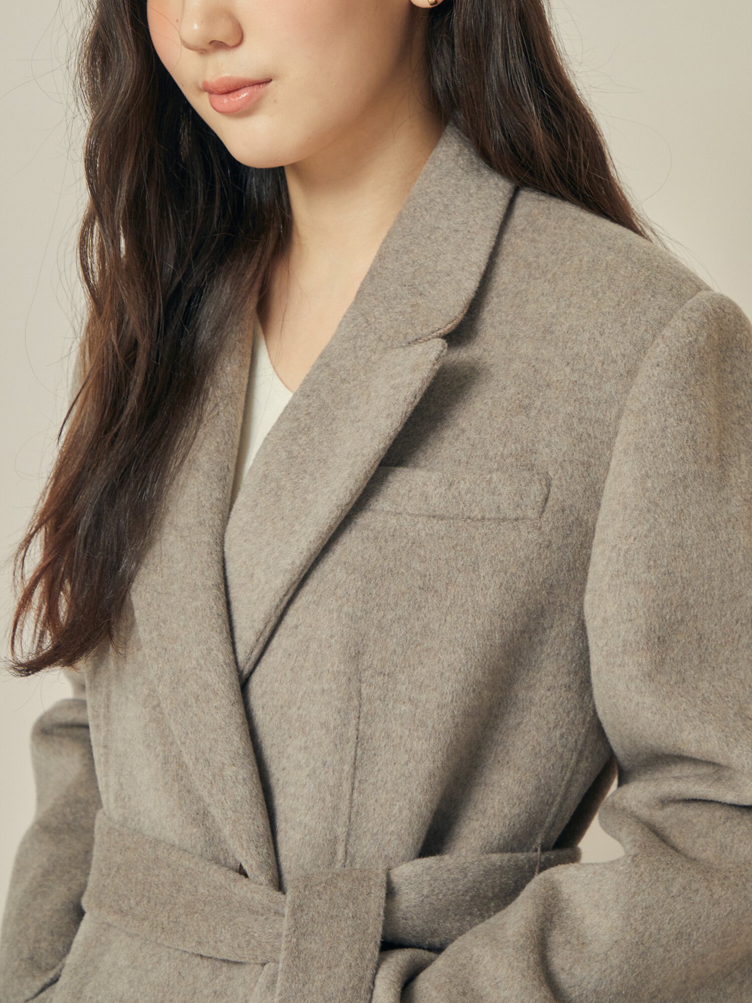울 캐시미어 블렌드 싱글 핸드메이드 자켓 (BEIGE)