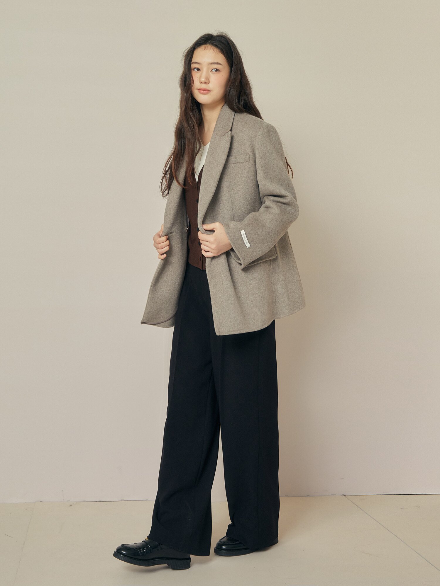 울 캐시미어 블렌드 싱글 핸드메이드 자켓 (BEIGE)