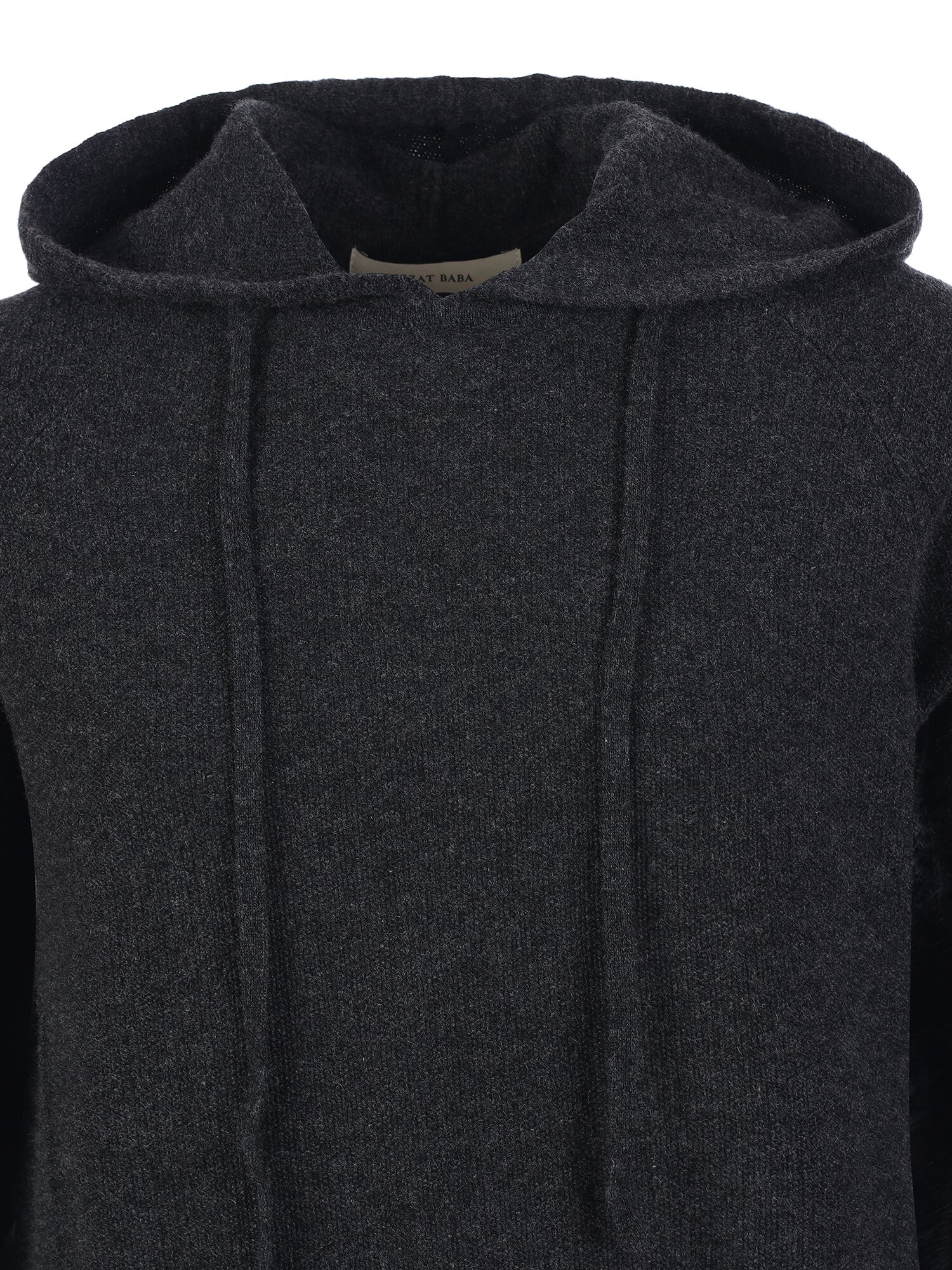 울 후드넥 풀오버 셋업 니트 (DARK GREY)