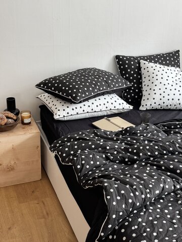 폴카 도트 화이트 블랙 겨울 차렵이불 SS,Q