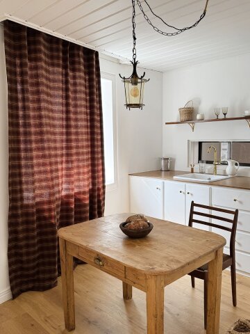 코코아 브라운 기모 방한 암막체크 커튼