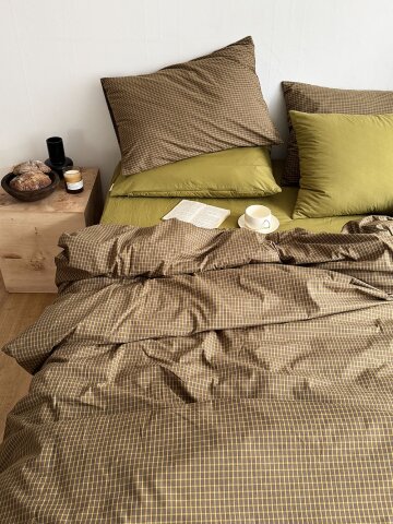 올리브 빈티지 체크 이불베개커버 세트