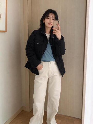 스판 스트레이트 핏 데님 팬츠 